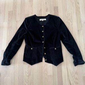 Free People Midnightblue Velvet Blazer with Antique Brass Buttons